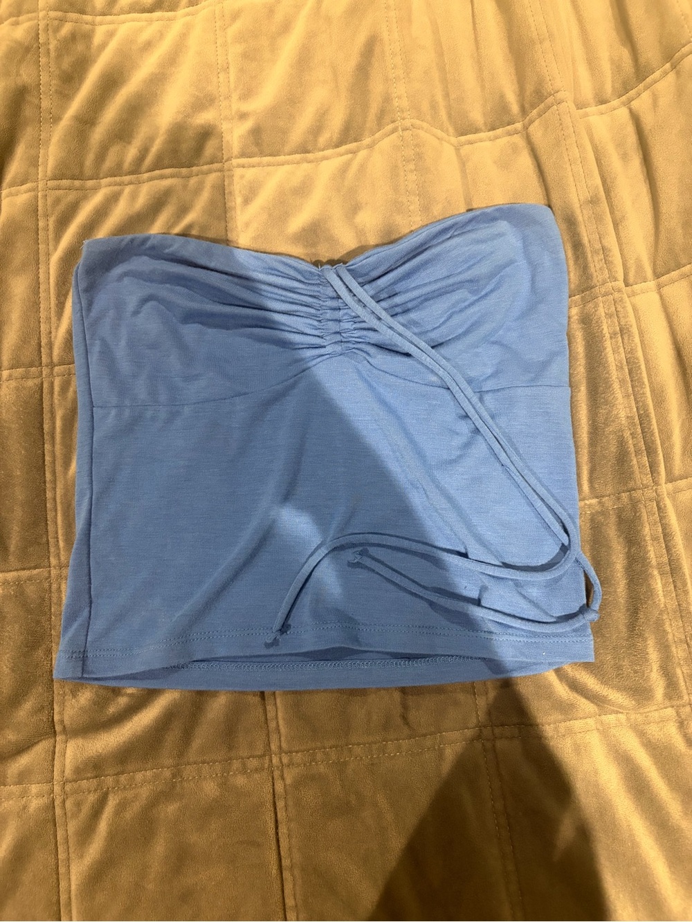 Cotton On Light Blue Strapless Ruched Crop Top